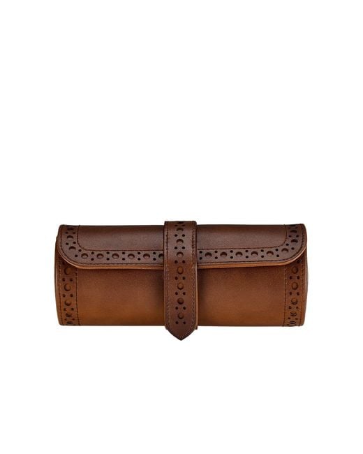 Wolf Brown Brogue Triple Watch Roll