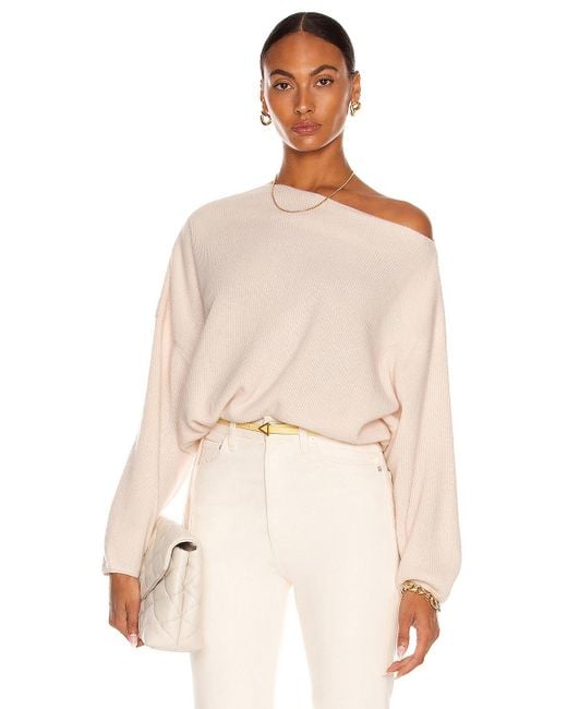 The Sei Wool Off Shoulder Sweater With Ties in Bone (Natural) | Lyst