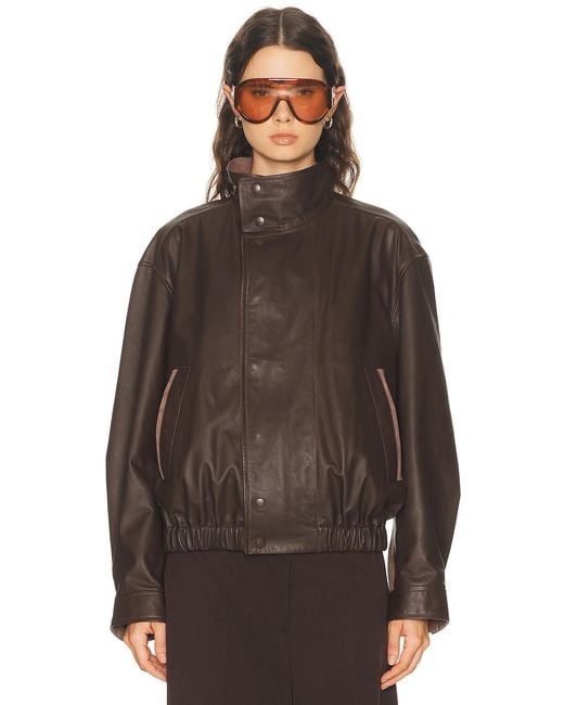 Lemaire Brown Soft Leather Blouson Jacket