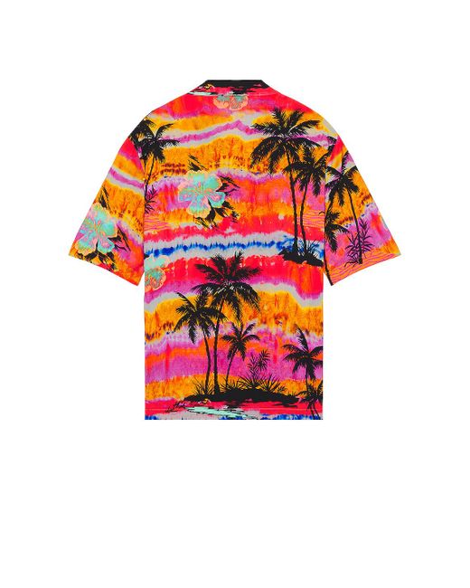 Palm Angels Red Psychedelic Palms Bowling Shirt for men