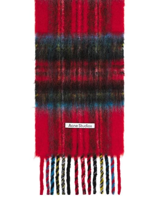 Acne Red Vikky Check Scarf