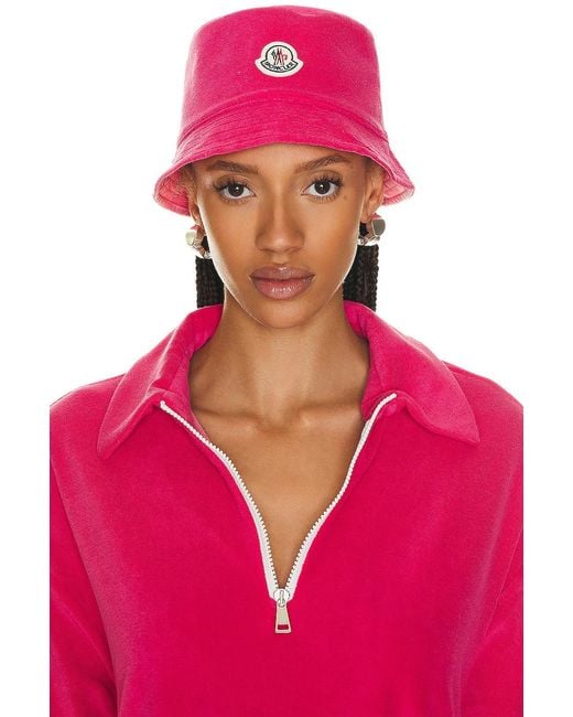 Moncler Pink Terry Bucket Hat