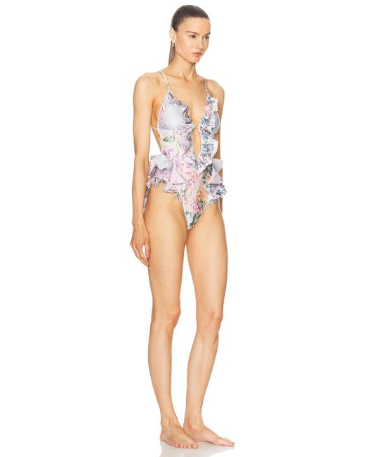 Zimmermann Multicolor Halliday Waterfall Frill One Piece Swimsuit