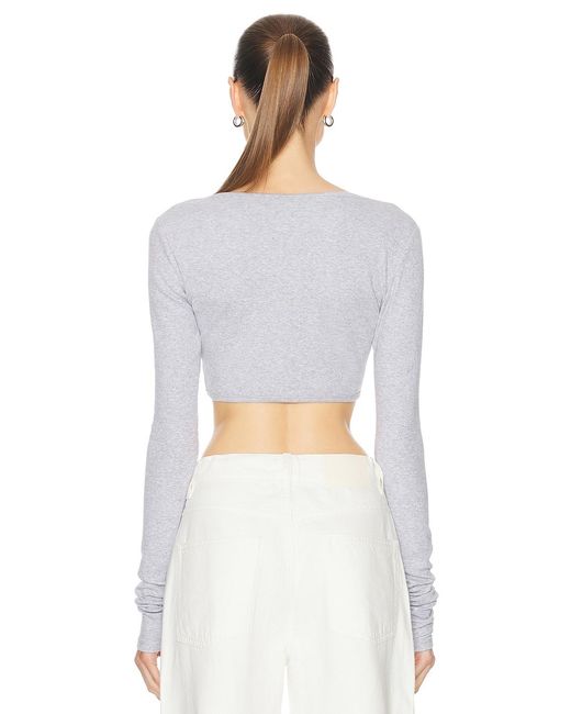 GRLFRND White Rib Button Through Crop Top