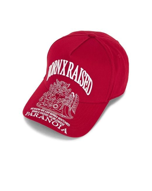 Born X Raised Red Paranoia Crest Snapback for men
