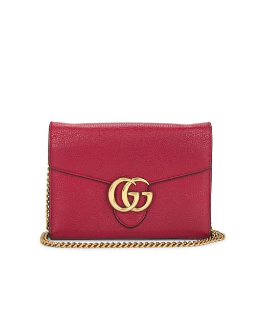 Gucci Red Gg Marmont Wallet On Chain