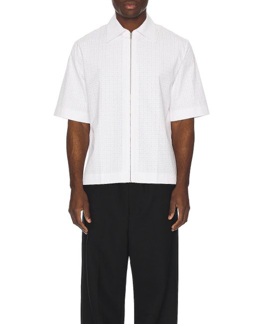 Givenchy White Short Sleeve Boxy Fit Zipped Shirt for men