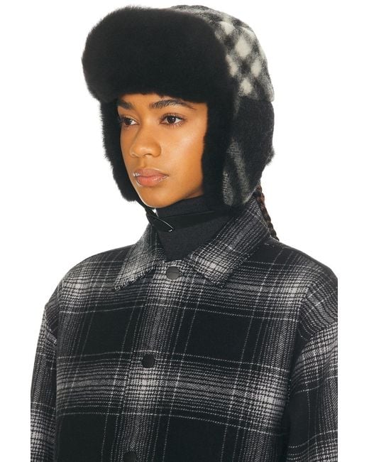 Burberry Black Tribar Trapper Hat