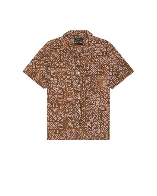 Beams Plus Brown Open Collar Batik Print for men