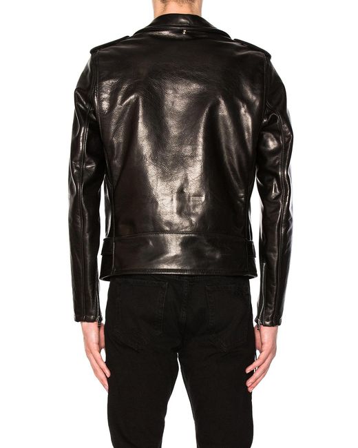 Schott Nyc Black Pebbled Moto Jacket for men