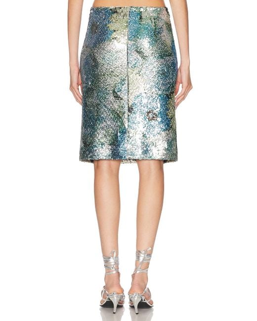 Priscavera Blue Sequin Midi Skirt