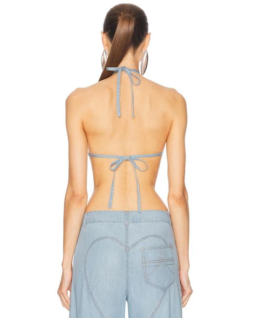 Area Blue Crystal Rosette Handkerchief Top