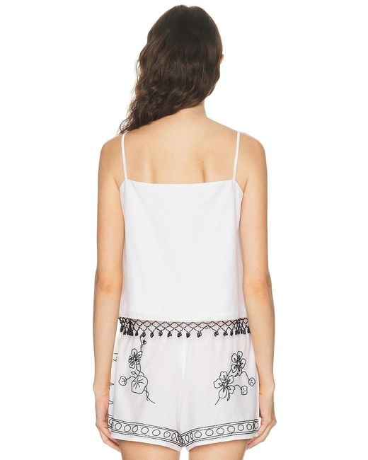 Bode White Beaded Rosebloom Tank Top