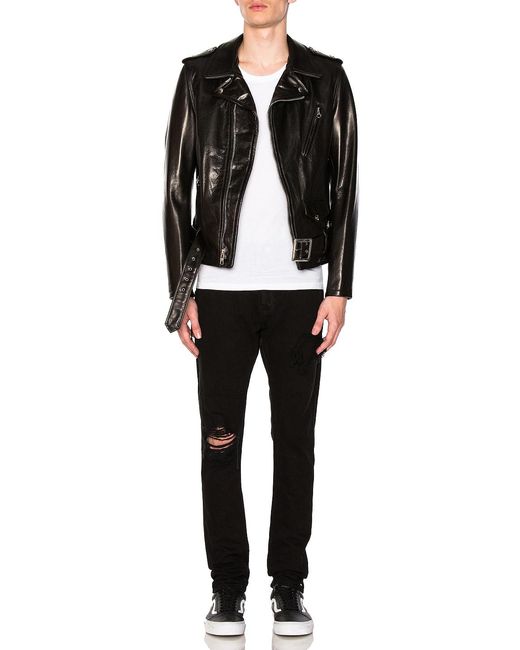 Schott Nyc Black Pebbled Moto Jacket for men