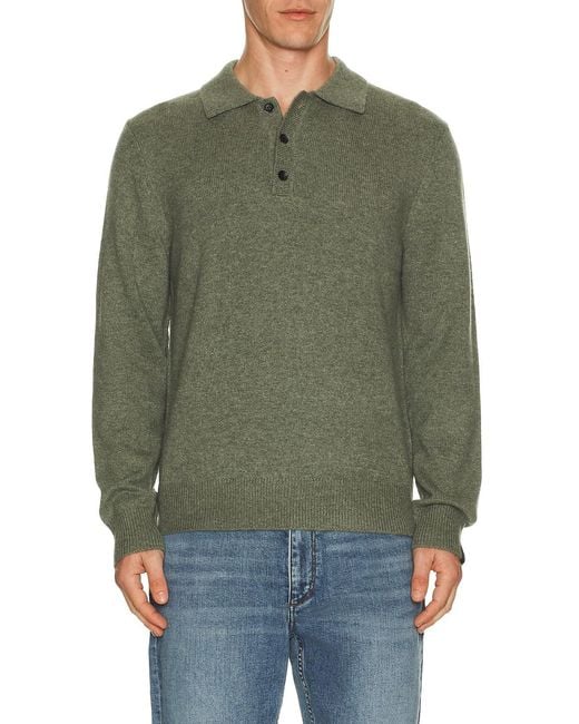 Rag & Bone Green Declan Rugby Polo for men