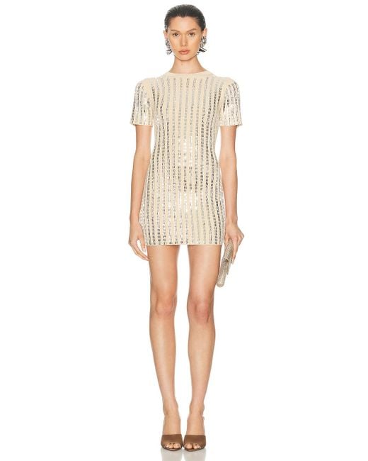 David Koma Natural All Over Rhinestone Mini Dress