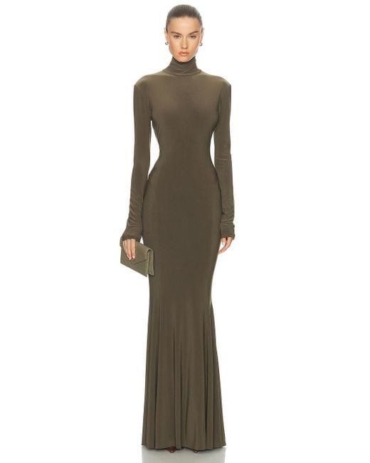 Norma Kamali Natural For Fwrd Long Sleeve Turtleneck Fishtail Gown