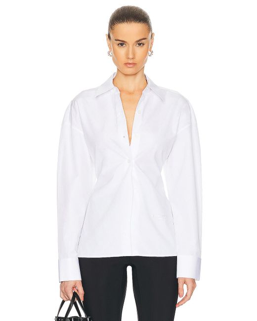 Alexander Wang White Cinched Waist Shirt With Knit Combo
