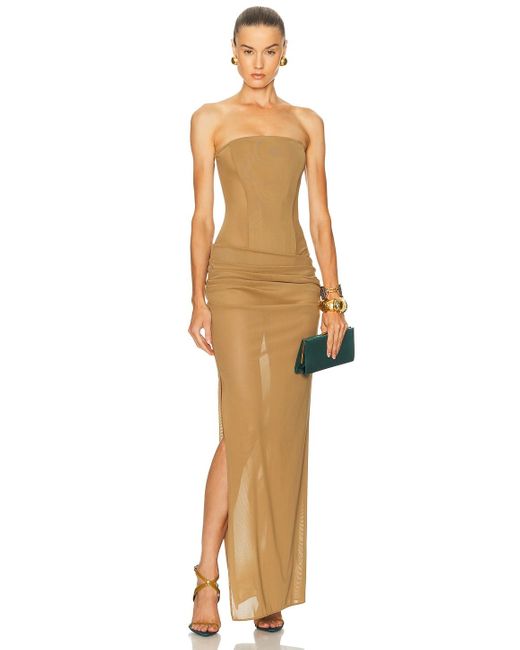 Alex Perry Green Strapless Longline Corset Column Dress