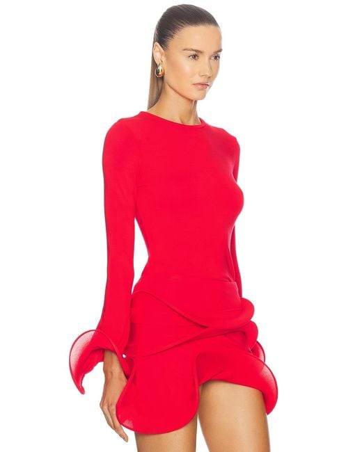 Sid Neigum Red Wave Sleeve Top