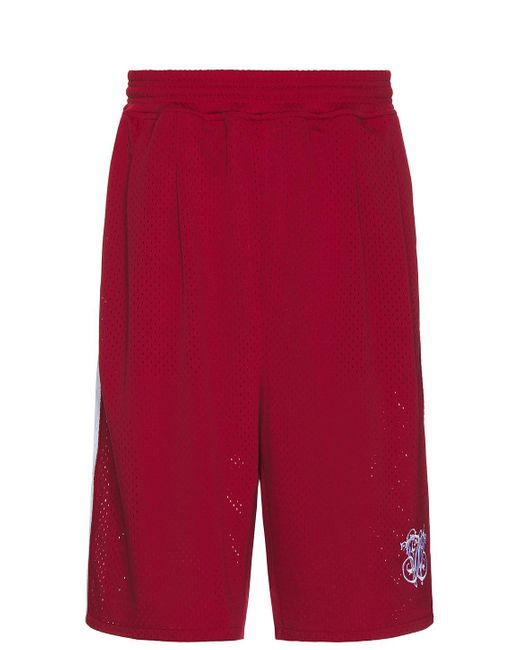 Willy Chavarria Red Tacombi Pleated Basketball Shorts for men