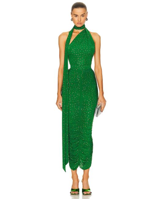 Alex Perry Green Ruched Crystal Skirt