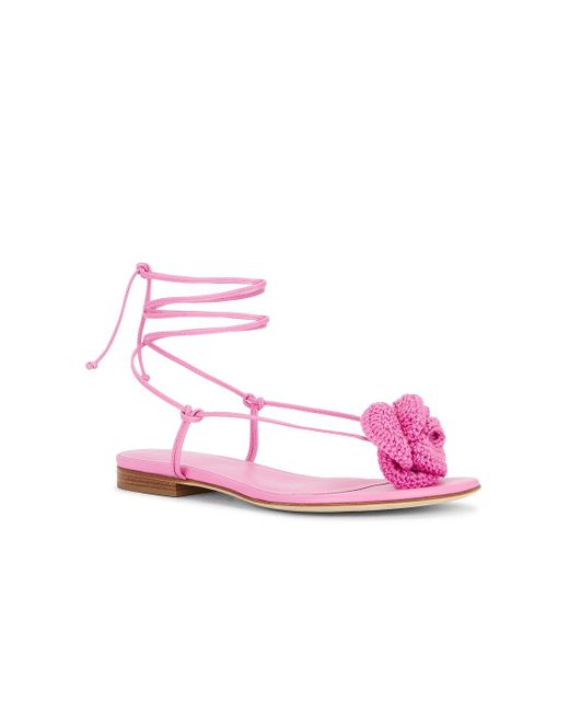 Magda Butrym Pink Crochet Flower Flat Sandal