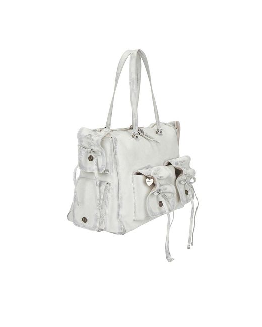 Acne White Multipocket Tote Bag