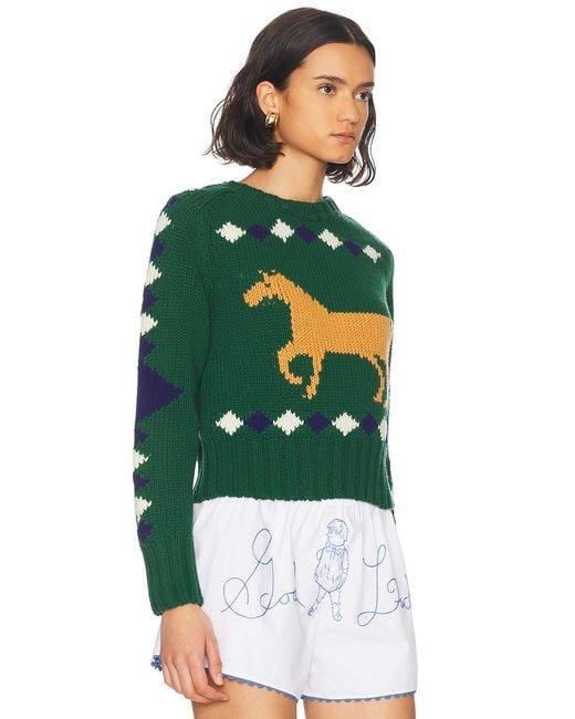 Bode Green Diamond Corral Sweater