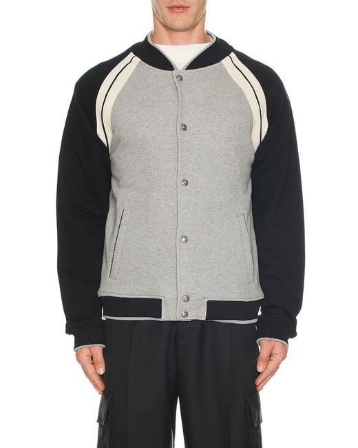 Palm Angels Black Curved Logo Track Varsity Jacket for men