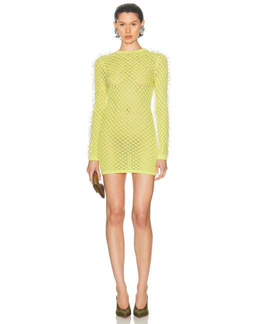 David Koma Yellow Gradient Glass Long Sleeve Mini Dress