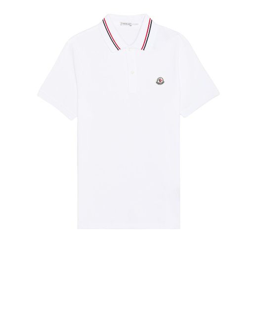 Moncler White Short Sleeve Polo for men