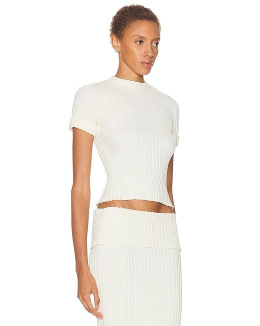 SAME White Ribbed Knit Top