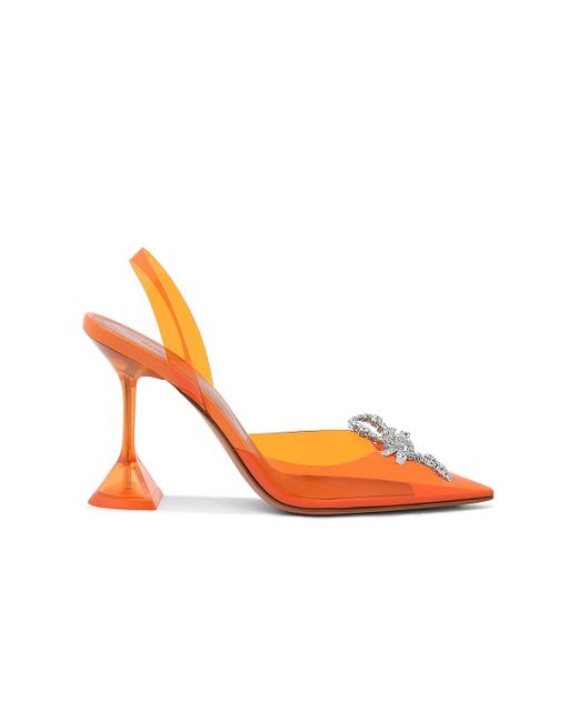 AMINA MUADDI Leather Rosie Glass Heel in Orange | Lyst