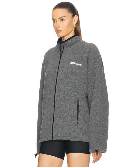 Miu Miu Zip Up Jacket in Gray | Lyst