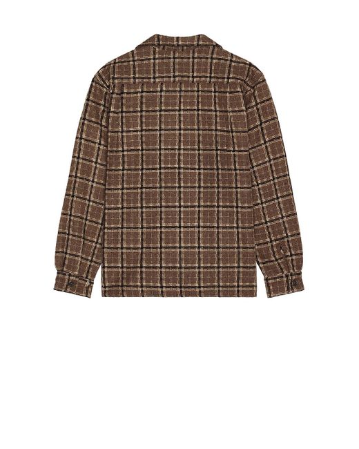 Saturdays NYC Brown Open Collar Flannel Check Shirt for men