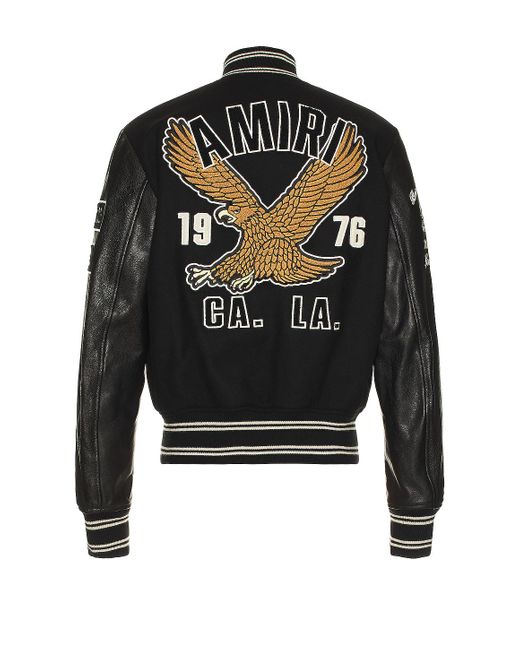Amiri Black Oversized Eagle Varsity Jacket for men