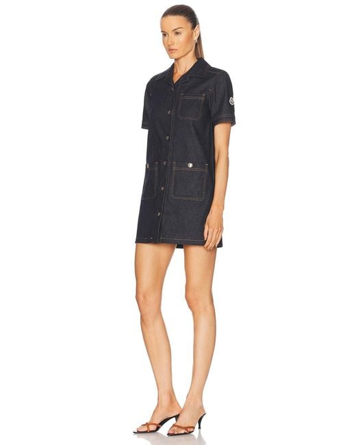 Moncler Blue Button Up Mini Dress