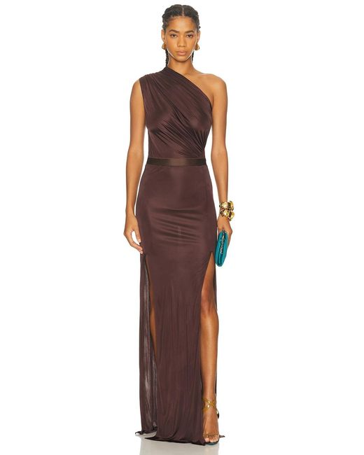Atlein Brown Double Slit Skirt