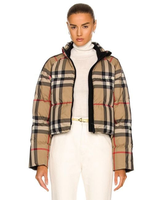 Burberry Alsham Arc Check Quilted Jacket in Natural | Lyst