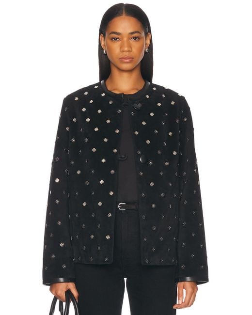 Bode Black Clover Charm Suede Jacket