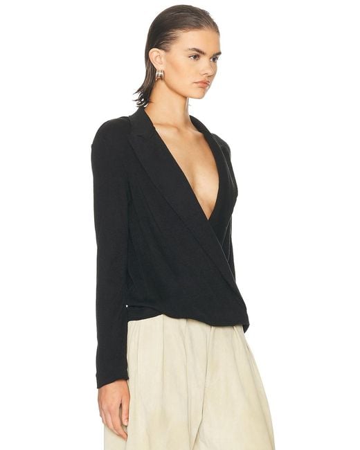 R13 Black Twisted Lapel Top