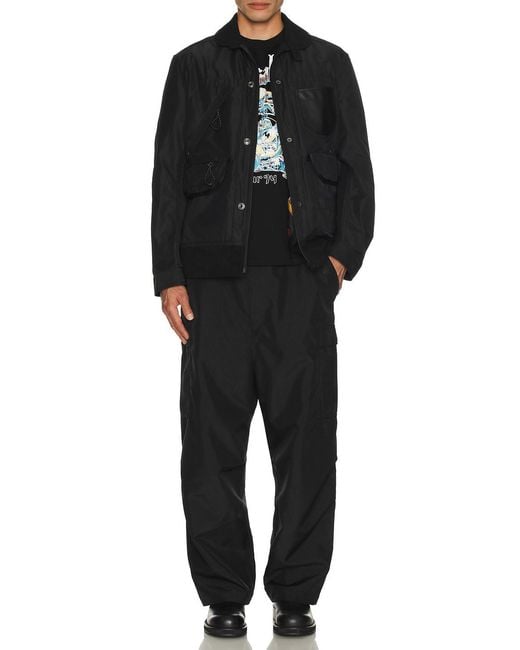 Junya Watanabe Black Polyester Matte Cloth Pants for men