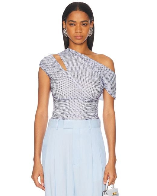 Self-Portrait Blue Rhinestone Top