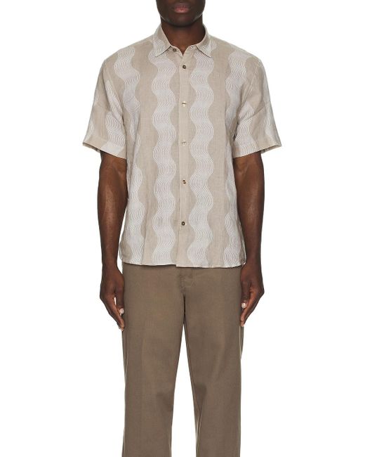 Frescobol Carioca White Castro Cabana Stripe Linen Classic Shirt for men