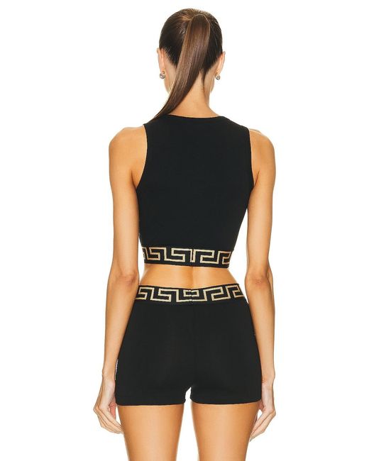 Versace Black Greca Border Bralette Top
