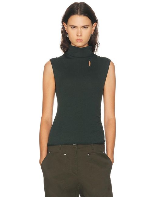 Helmut Lang Green Button Sleeveless Top