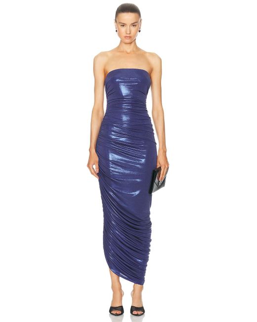 Norma Kamali Blue Strapless Diana Gown