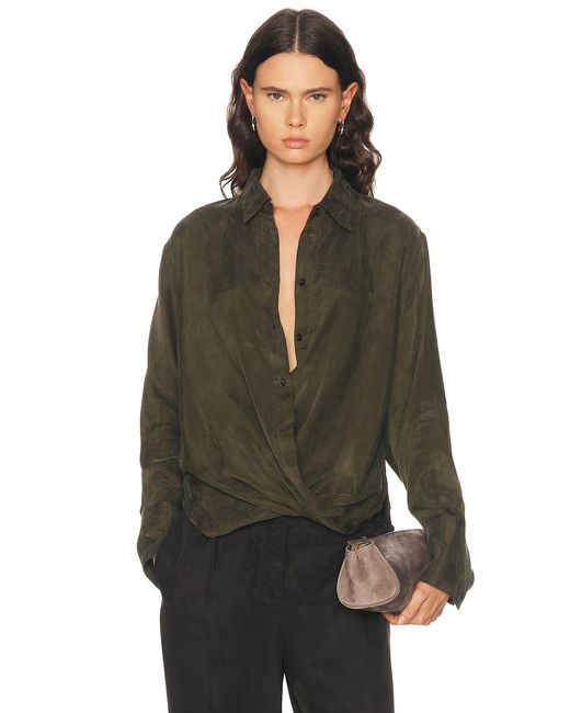 Helmut Lang Green Fluid Drape Shirt