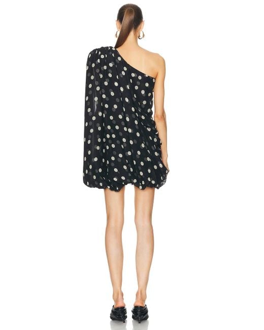 Stella McCartney Black Polka Dots Print Half Shoulder Dress